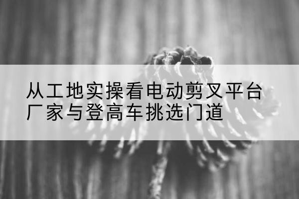 龙门电动剪叉升降平台厂家-从工地实操看电动剪叉平台厂家与登高车挑选门道